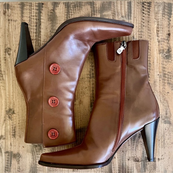 Vintage Donald J Pliner 100% Leather Zipper Linda Boots, SZ 5.5 - Picture 3 of 6